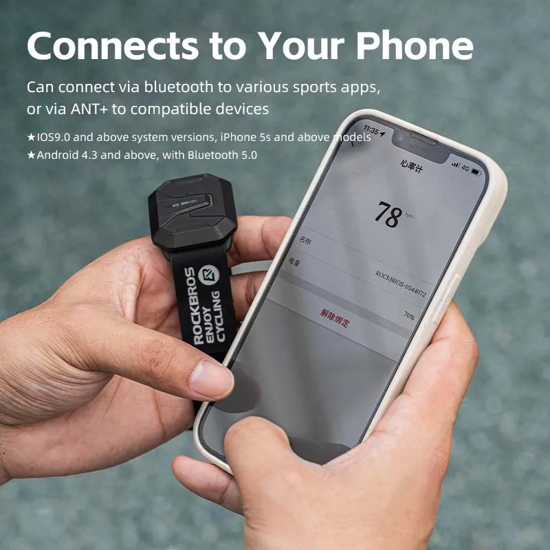 ROCKBROS велосипедный датчик сердечного ритма Bluetooth ANT+ спортивный монитор пульса