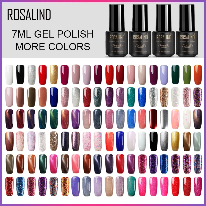 

ROSALIND 7ml Gel Polish Nail Polish Nail Art Semi Permanent UV Nail Gel Hybrid Set For Manicure Soak Off Lacquer White Primer