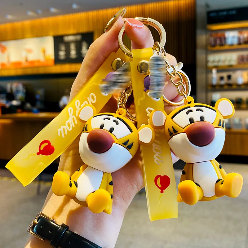 

Kawaii Anime Cartoon Tigger Keychain Cute Doll Pendant Car Key Ring Bags Ornaments Jewelry Accessories Holiday Gifts