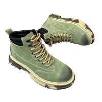 ovxuan martin boots men high top vintage leather lace up ankle boots warm camouflage male motorcycle shoes handmade combat 2541