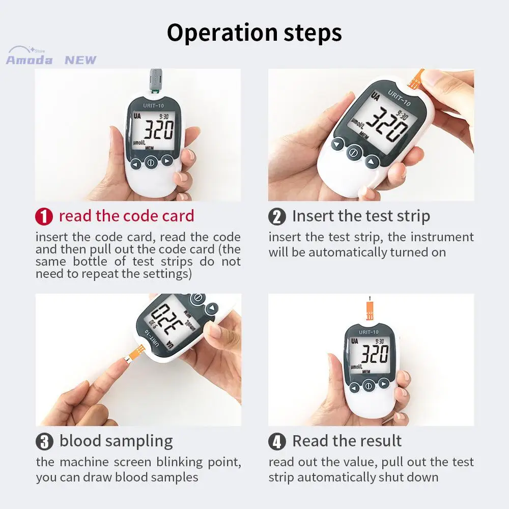 Uritu 2ln1 U10 Тестер мочевой кислоты Сечевая кислота Тест-полоски для измерения