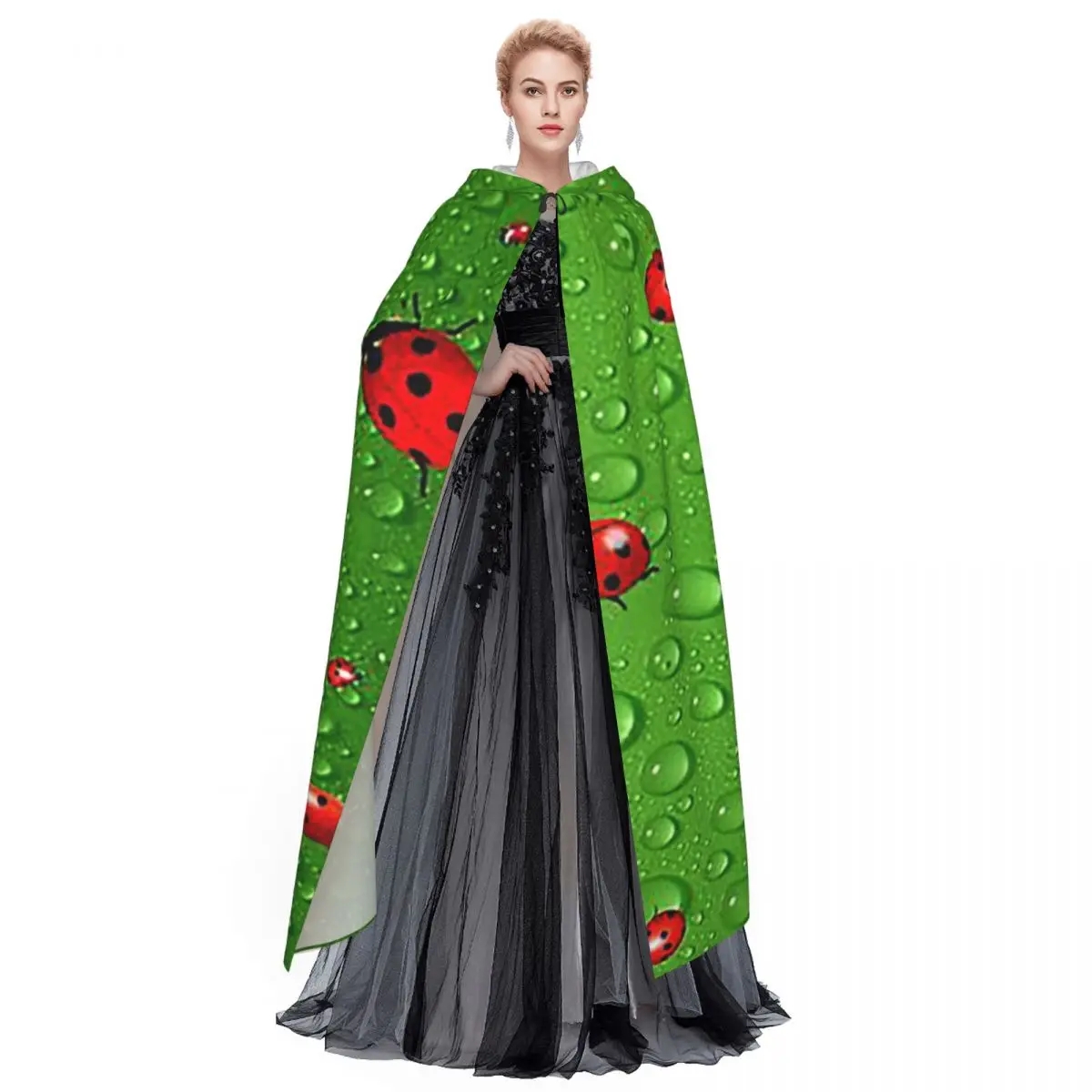 Длинная накидка с капюшоном божья коровка костюм ведьмы в средневековом стиле