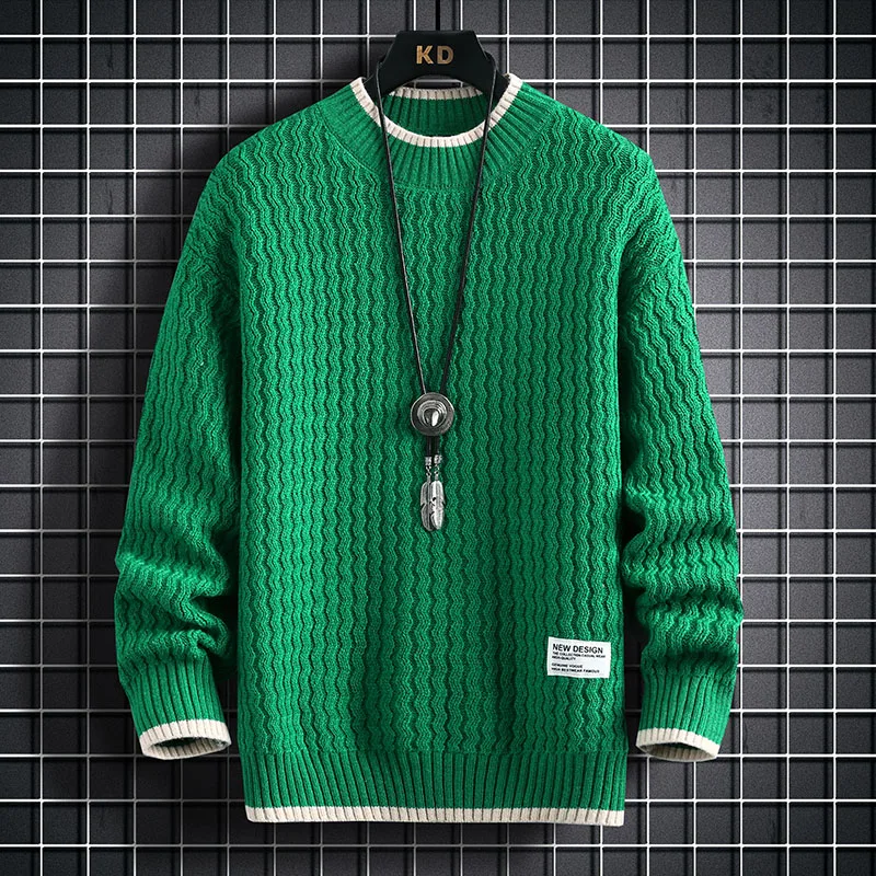 2022 Christmas Sweater Men Knitted Sweater Men Harajuku Stripe Pattern Knitted Pullover Vintage O-Neck Winter Sweaters S-4XL