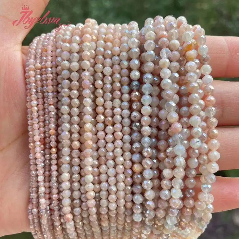 

Natural Multicolor Sunstone Faceted Round Spacer Stone Beads For DIY Jewelry Making Necklace Strand 15" 2/3/4mm Free shipping