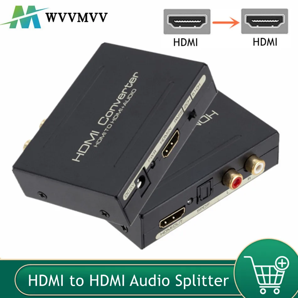 

WvvMvv HD 1080P HDMI-Compatible Optical SPDIF RCA Analog Audio Extractor Converter Splitter Support L/R 2 Channel 5.1CH Surround