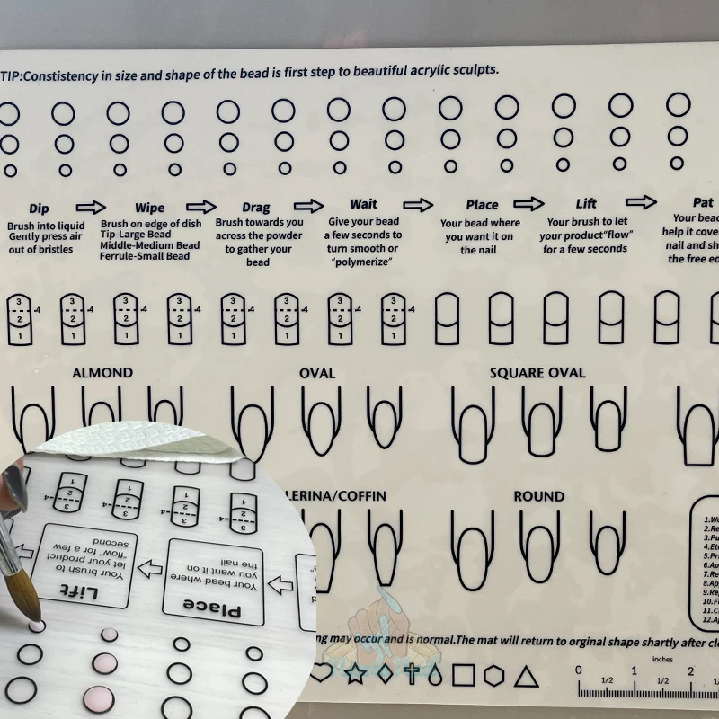 

Silicone Mat Nail Art Practice Training Sheet Manicure Liquid Acrylic Tips Application Learning Tool