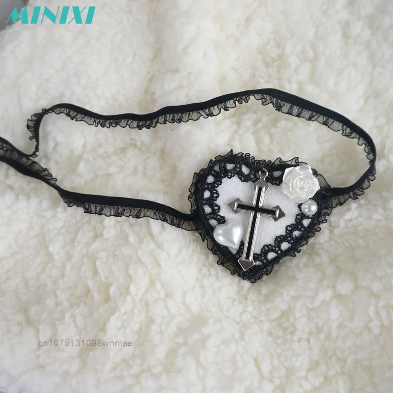 Halloween Subculture Dark Gothic Punk Style Cos Pirate's Eye Patch Heart-spaed Cross Eye Mask Jewelry Delicate Decor Eye Mask