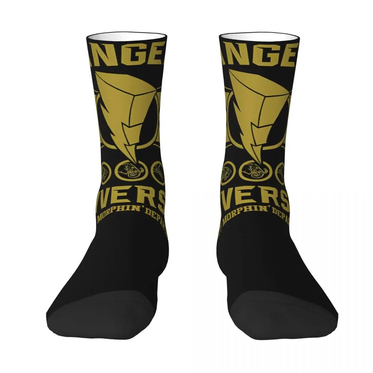 More in store Mmpr Green Yellow Ranger High elasticity polyester Men and Women printing Socks