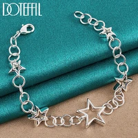 doteffil 925 sterling silver full five pointed star chain bracelet for woman charm engagement wedding party jewelry