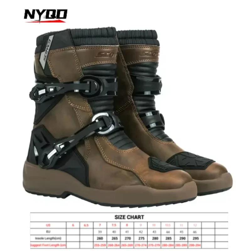 SCOYCO ботинки для мотокросса из воловьей кожи непромокаемые мотоциклетные мужская