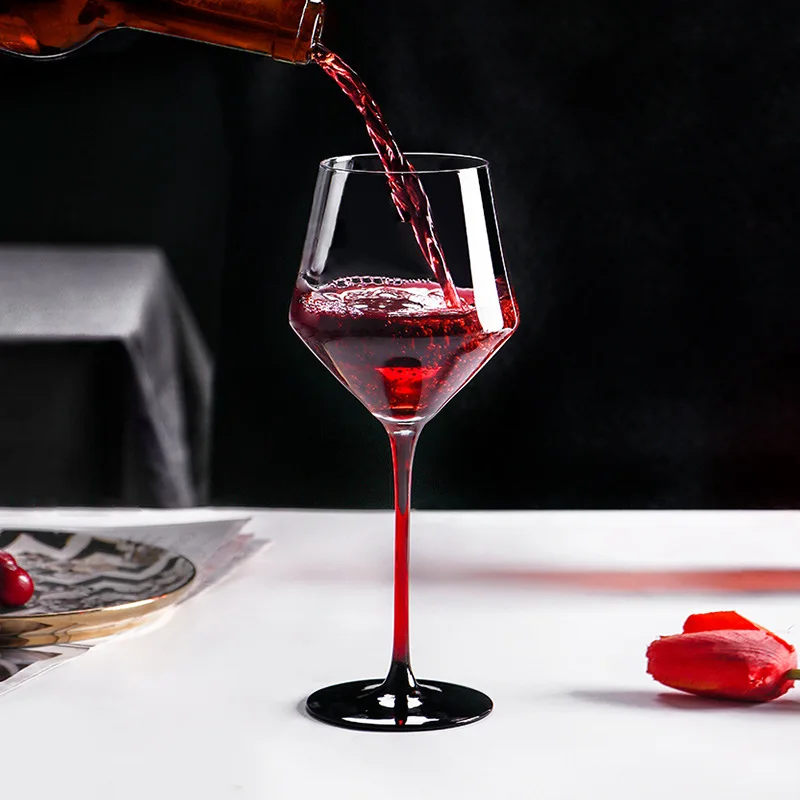 

Black Bow Tie Burgundy Red Wine Glass Pot Color Glasses for Champagne Nordic Light Luxury Lead-Free Crystal Goblet High