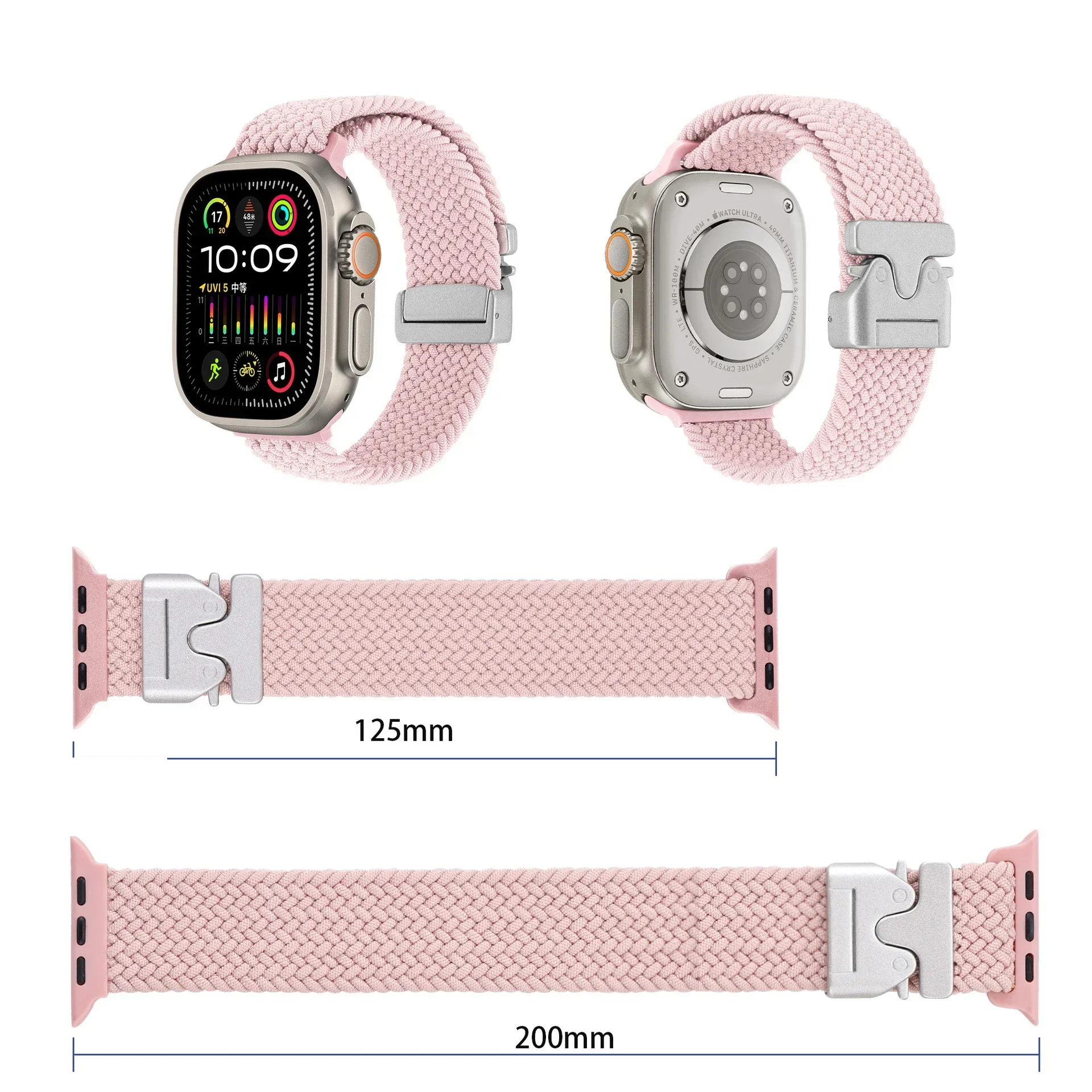 Фото Braided Solo Loop Strap For Apple watch Band 46mm 44mm 45mm 42mm 40mm 38 41mm Ultra2 49mm Correa iwatch Series 10 9 SE 8 7 6 5 4 №3