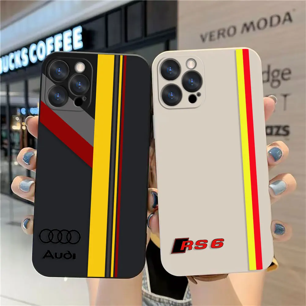 Case For Apple iPhone 14 13 12 11 Pro XS Max Mini X XR SE 7 8 6 6S Plus Case Cover Funda Cqoue Shell Capa Luxury Car A-Audi LOGO