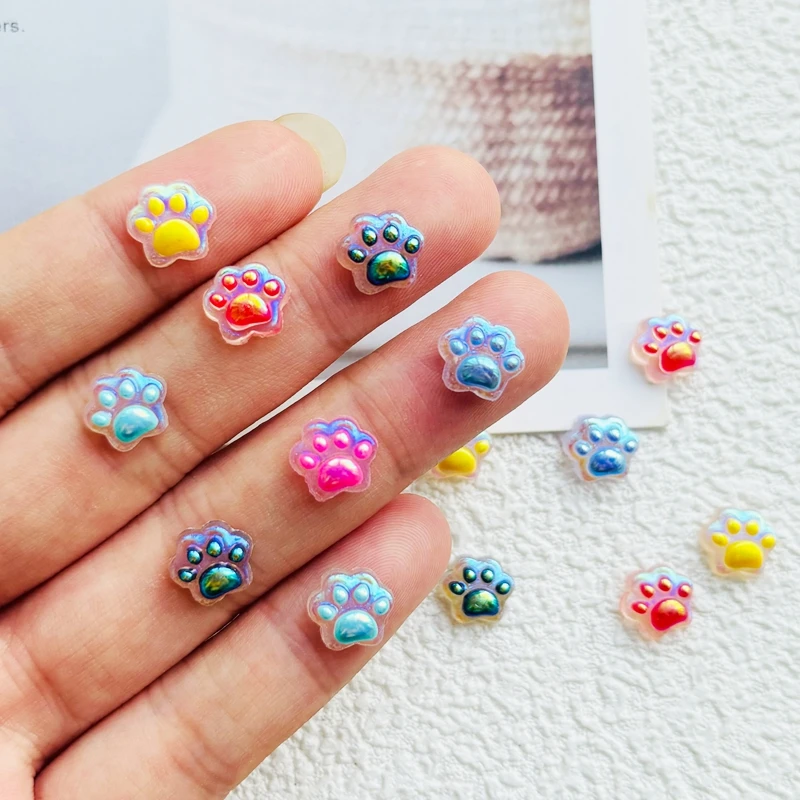 

50 шт., новый милый мини-смола, гальваника, цвет Авроры, кошачья лапа, орнамент с плоской задней частью, изготовление ювелирных изделий, маникюр, аксессуары для волос A42