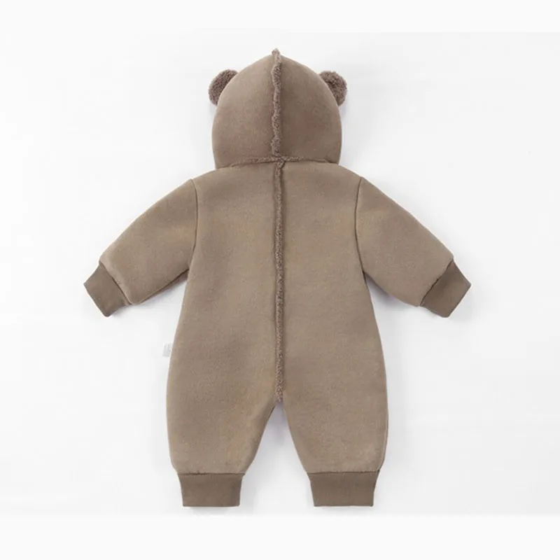 Фото Комбинезон с капюшоном Baby Bear, кардиган, цельный флисовый комбинезон на молнии, плотный, 2025 г., детский однотонный комбинезон, теплый, удобный для детей №3