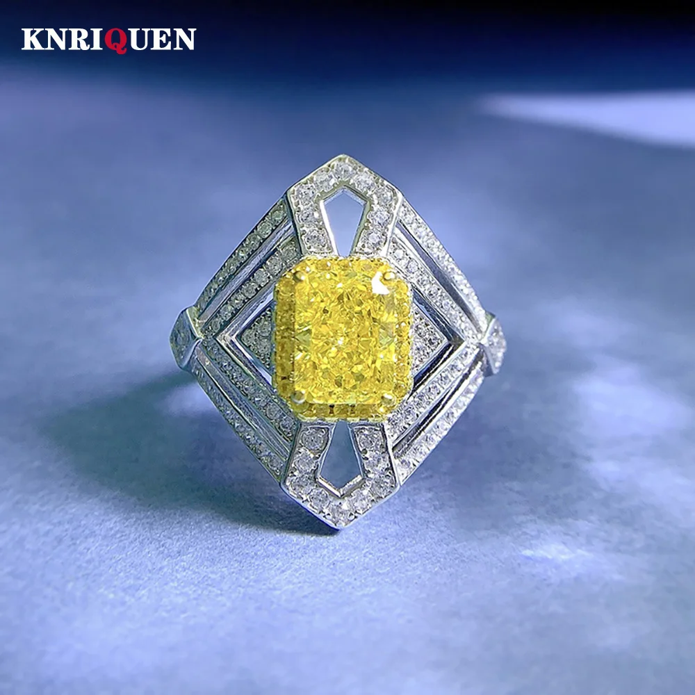 

2023 Trend Vintage 100% 925 Solid Silver 6*8MM Topaz Ring for Women Charms Lab Diamond Wedding Cocktail Party Fine Jewelry Gift