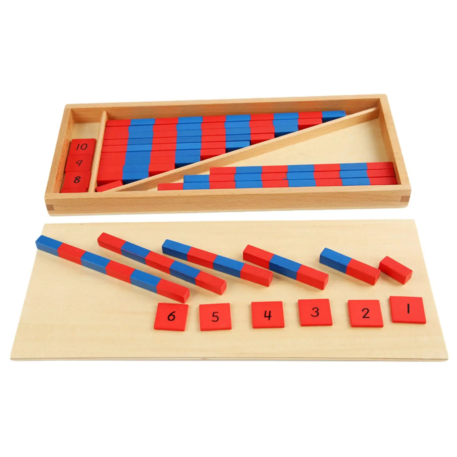 

Montessori Red Blue Number Rods Count from 1 to 10 Wood Mathematic Aid for Daycare Party Preschool Learning Activities Toddlers