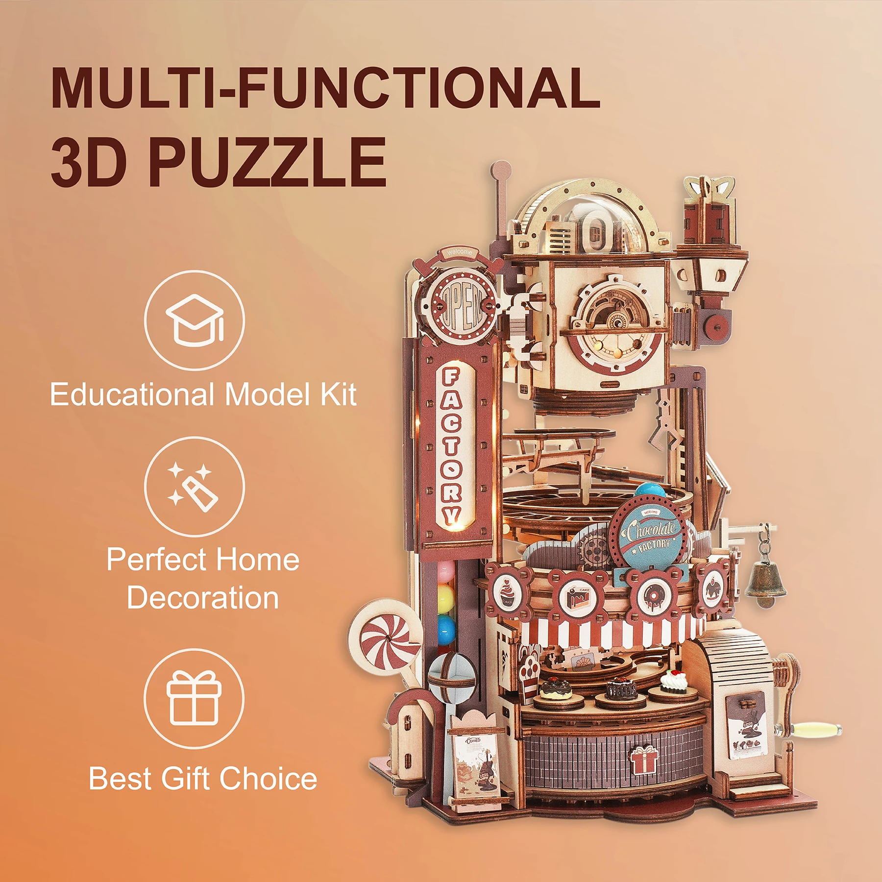 Robotime ROKR 420 шт DIY шоколадная фабрика 3D деревянная головоломка сборка мраморная