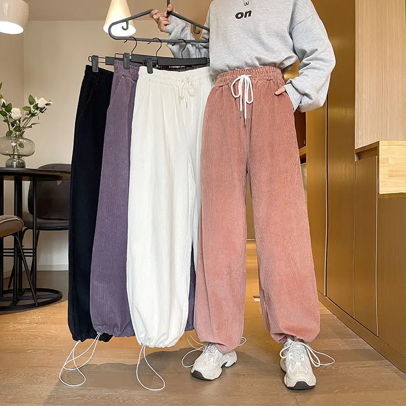 

2022 Women Spring Autumn Pants High Waist Vintage Korean Korean New Ladies Casual Straight Pants Female Pants Elegant Belt Q160