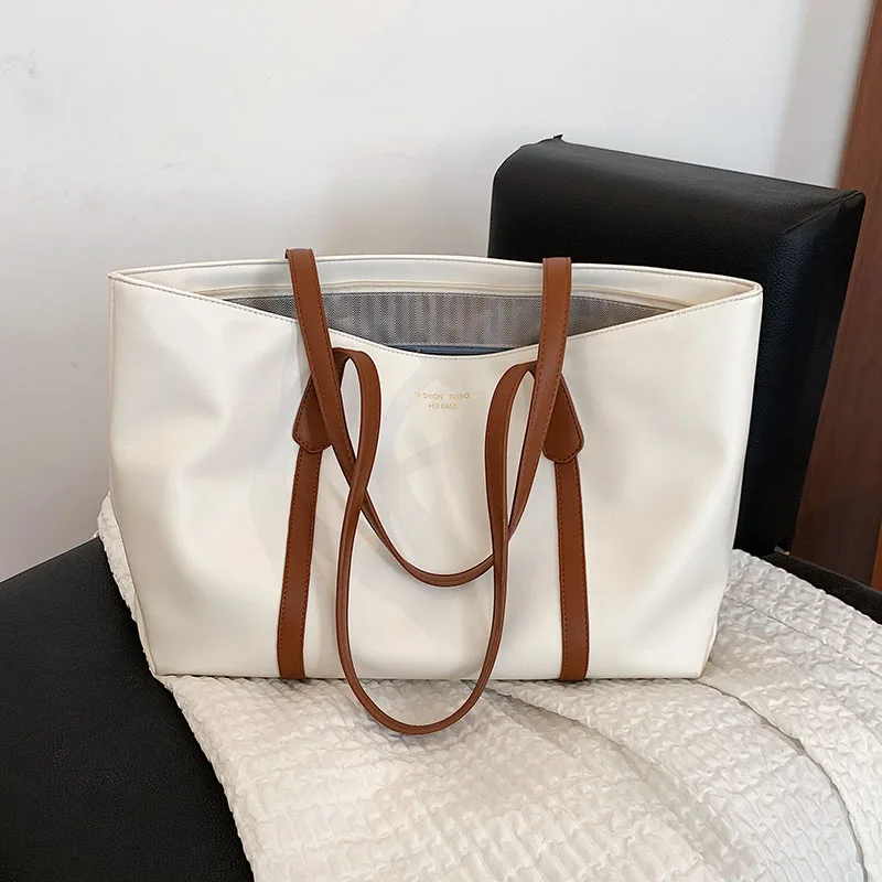 

Solid color vintage fashion Large Tote Shoulder Bag works as a women's Tote for Women Trend 2022 fashion brand designer shoppers