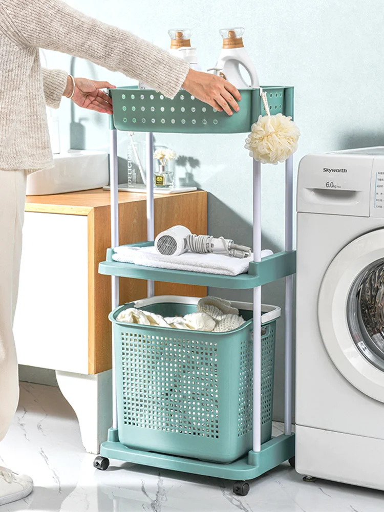 

Home 2/3 Layered Removable Dirty Laundry Basket Bathroom Large Capacity Trolley Clothes Basket Organizer Toy Doll Storage Bucket