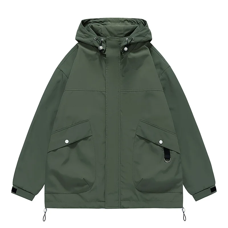 

New Fashion Hooded Work Coat Youth Solid Color Casual Windbreaker Versatile Men's Wear 2023 Men's Jacket Clothing Men