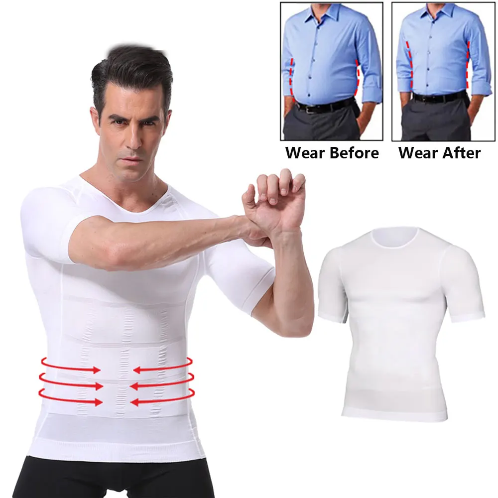 Men Compression Shirt Tummy Control Tight Vest Slimming Body Shaper Workout Hide Chest Undershirt Male Waist Trainer Vests