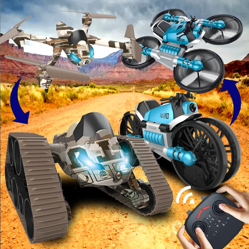 

2-In-1 Dual Mode Mini Drone Tank Remote Control Cars Rc Quadcopter Toys for Kids Girls Children Boy Electric Airplane Motorcycle
