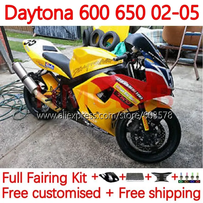 

Body For Daytona600 Daytona 650 600 02-05 Daytona650 2002 2003 2004 2005 Daytona 600 02 03 04 05 Fairings 148No.204 yellow stcok