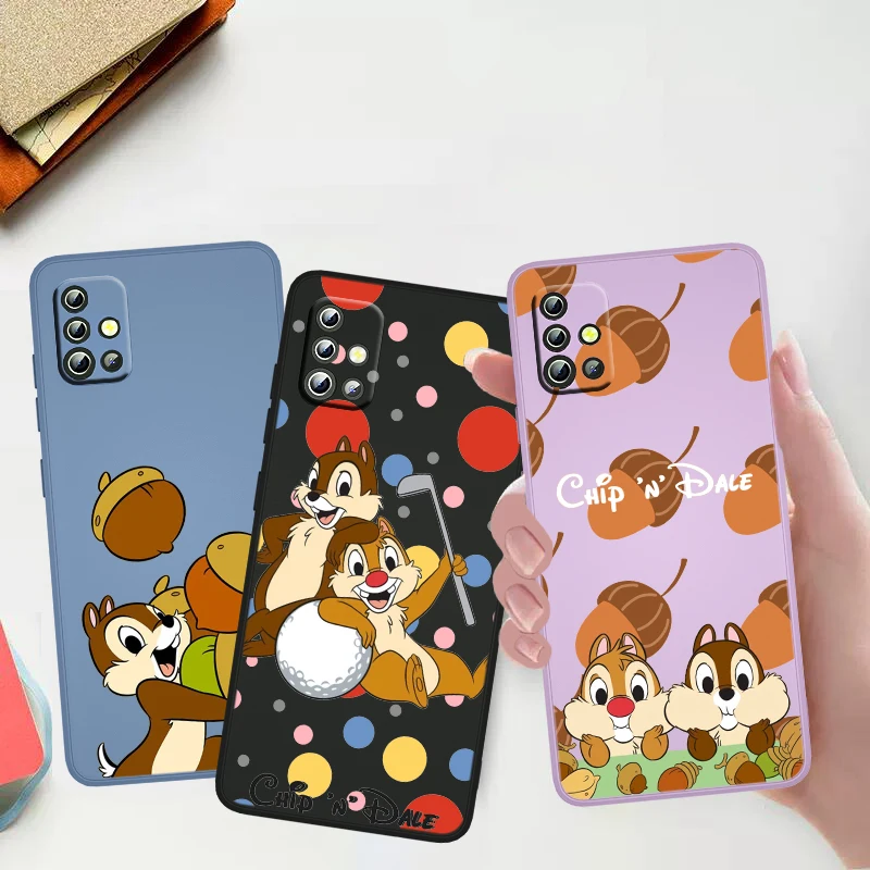 

Anime Chip 'n' Dale Case For Samsung Galaxy A73 A53 A33 A52 A32 A22 A71 A51 A21S A50 4G 5G Liquid Rope Phone Cover Capa Coque