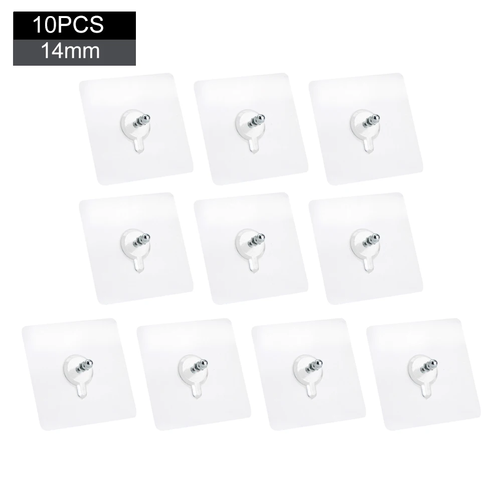 

10pcs Portable ABS Hanger Heavy Duty Home Kitchen Seamless Screw Wall Hook Transparent Self Sticky Punch-free Waterproof