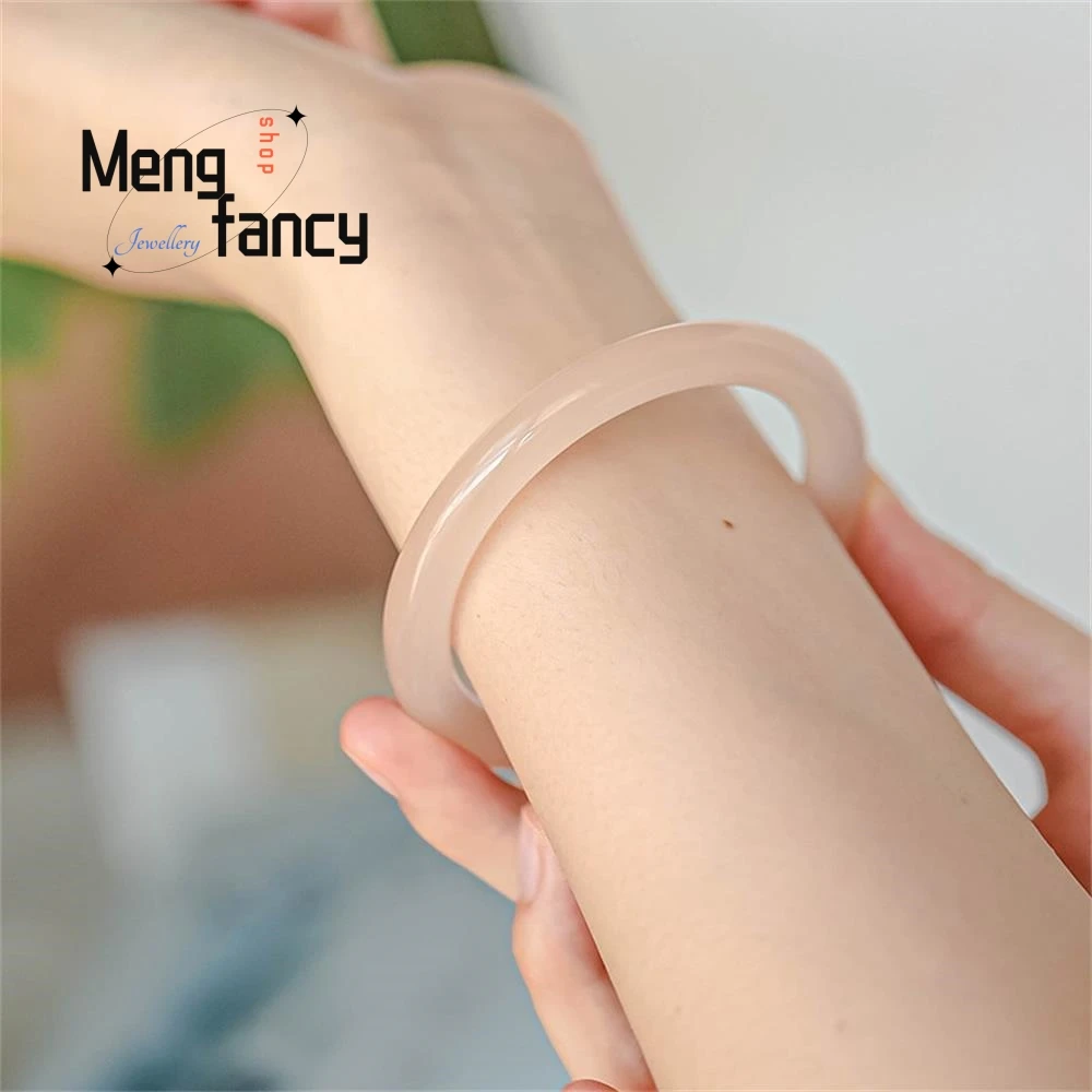 Натуральный розовый браслет из корня лотоса Круглый афганского нефрита простое