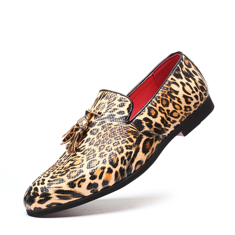 

Men Casual Hot Sale Fashion Leopard Men One-step Breathable Loafers Large Size Shoes Dress Leather