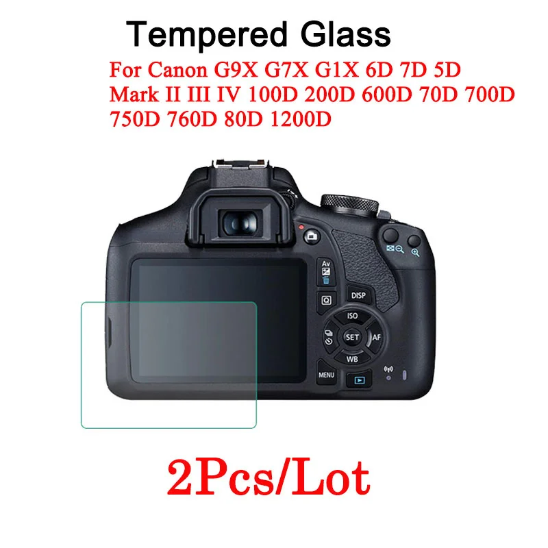 2PCS Tempered Glass Screen Protector For Canon G9X G7X G1X 6D 7D 5D Mark II III IV 100D 200D 600D 70D 700D 750D 760D 80D 1200D