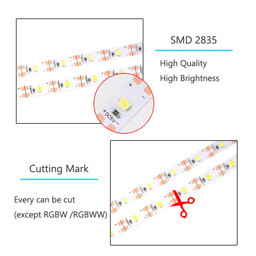 Светодиодная лента 5 в постоянного тока USB не 2835 водонепроницаемая с теплым белым
