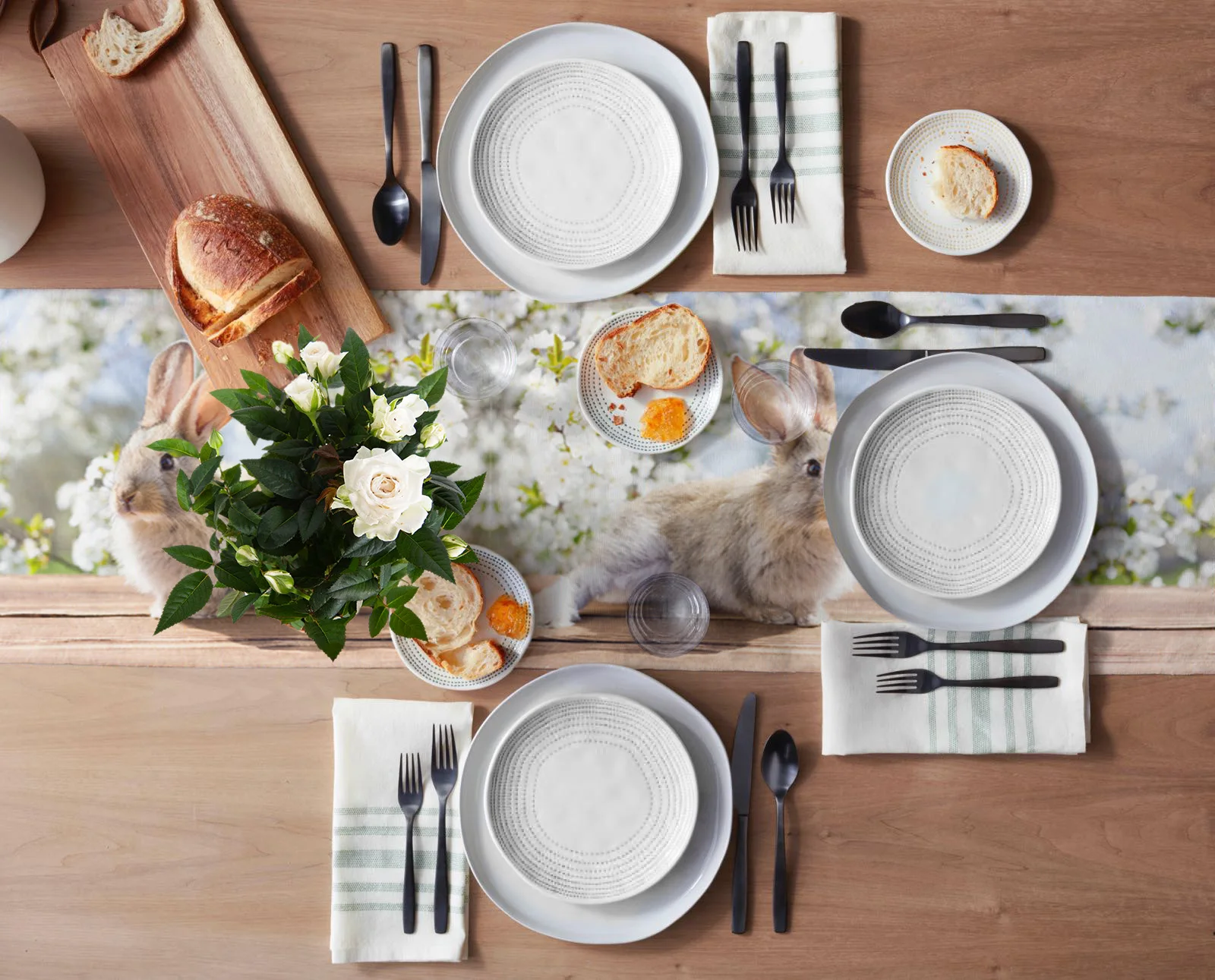 Пасхальный кролик цветок персика картина маслом украшение для стола домашний