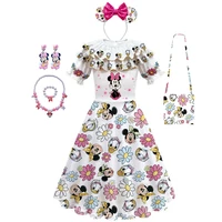 disney mickey mouse cartoon print girl dress fashion minnie donald duck daisy princess dresses children birthday cosplay costume