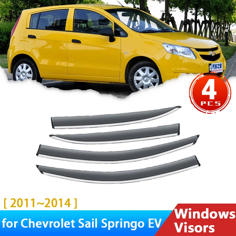 

Дефлекторы для Chevrolet Sail крышки Springo EV 2011 ~ 2014, аксессуары, козырек для окон автомобиля, козырек для окон, козырек, отделка лобового стекла
