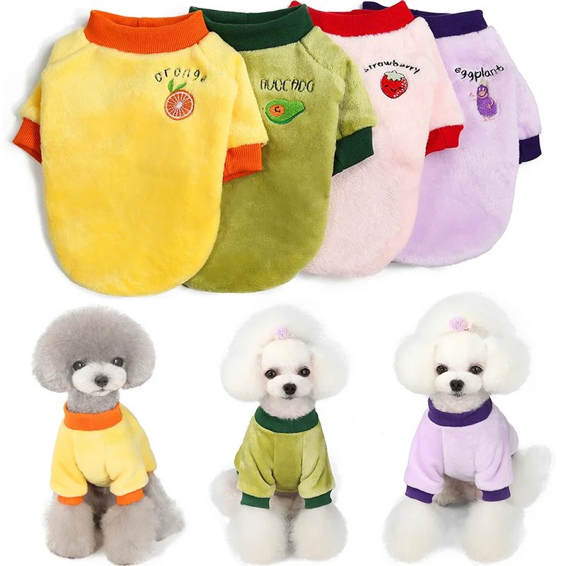 

Warm Fleece Pet Dog Clothes Fruit Pattern Soft Dog Coat For Winter Puppy Cat Clothing French Bulldog Pug Hoodie Pet Costumes