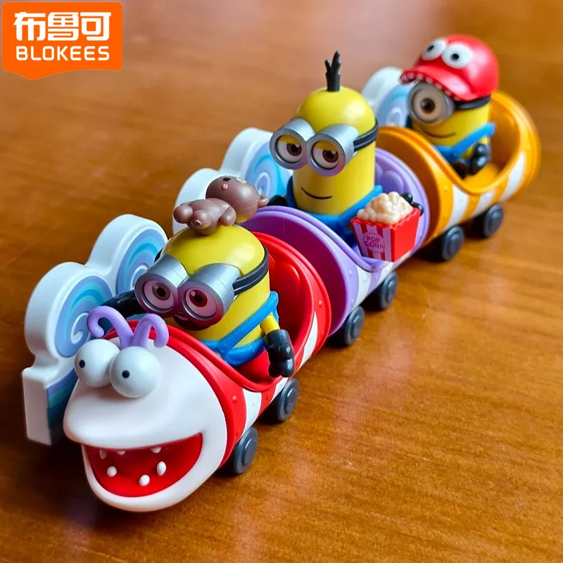 Фото Оригинальные игрушки-сюрпризы Blokees Minions: серия Doudou Nest, милые миньоны на аттракционе-американских горках, настольное украшение, подарок, игрушки в таинственной коробке №1