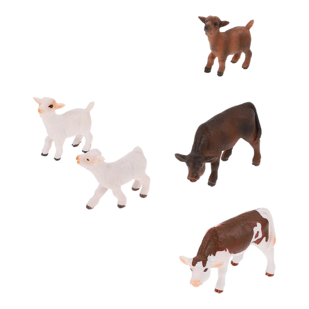 

5 Pcs Simulated Animals Deer Figures Lamb Figurine Mini Figurines Pvc Desktop Decor Cub Toy Child Plastic Stable