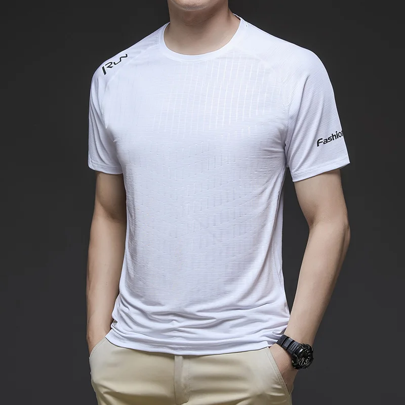 2022 quick-drying clothes men short-sleeved outdoor running loose summer thin breathable ice silk sports T-shirt men