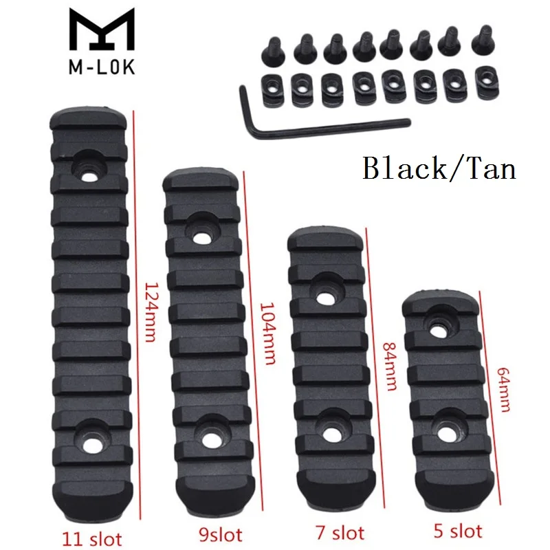 

1 Set Rifle Polymer M-LOK 20mm Picatinny Weaver Rail Section Set for Hand Guard Hunting Polymer Rail Section Rail Section