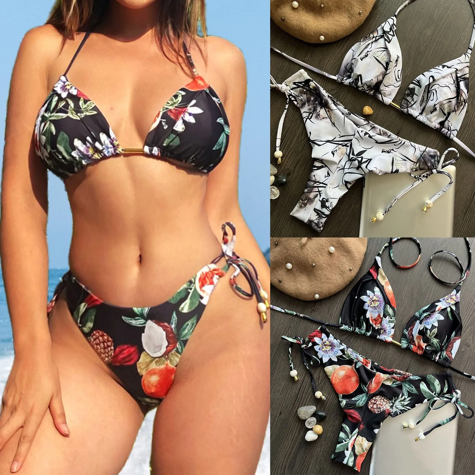 

Женский новый раздельный купальник с принтом, сексуальный купальник в этническом стиле, Длинный топ