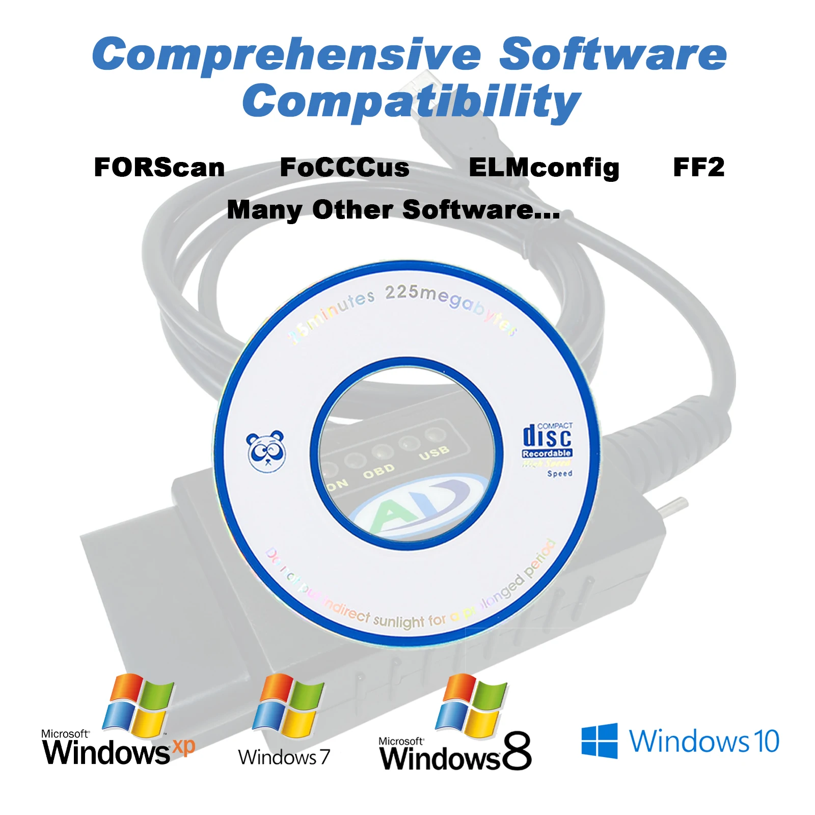 Фото Диагностический сканер ELM327 V1.4 USB FTDI FT232RL PIC18F25K80 HS CAN/MS Switch для Ford FORScan OBD2, считыватель кодов, инструмент для диагностики автомобиля №2