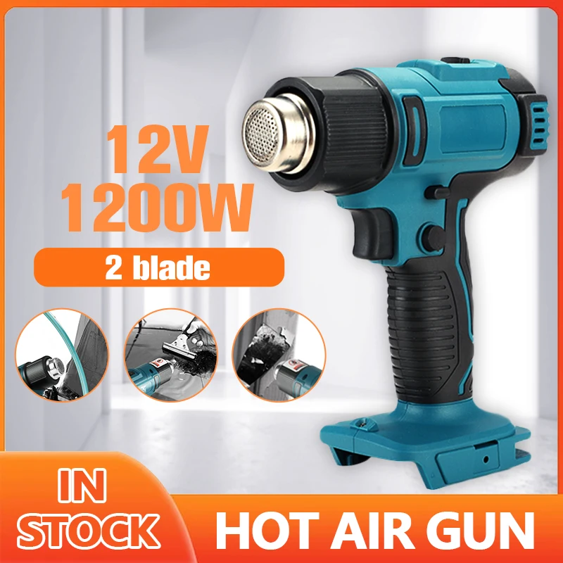 

Cordless Handheld Hot Air Gun with 2 Nozzles Electric Temperatures Adjustable Gun For Makita 21V Lithium Battery Power Tools New