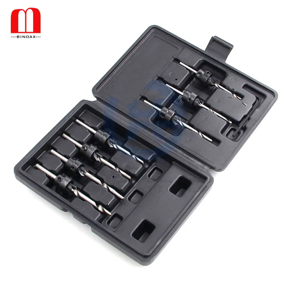 

BINOAX 8Pcs Countersink Drill Bits With Adjustable Depth Stop Collar Wood Woodworking Drilling Hole