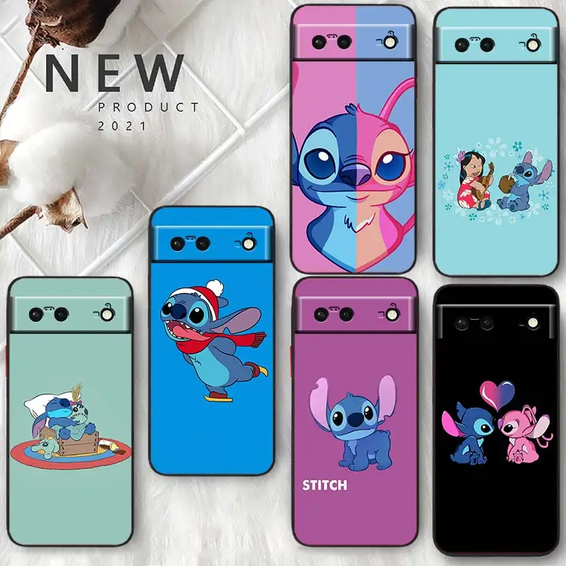 

Anime Stitch Cute Art For Google Pixel 7 6 Pro 6A 5A 5 4 4A XL 5G Shell Soft Silicone Fundas Coque Capa Black Phone Case