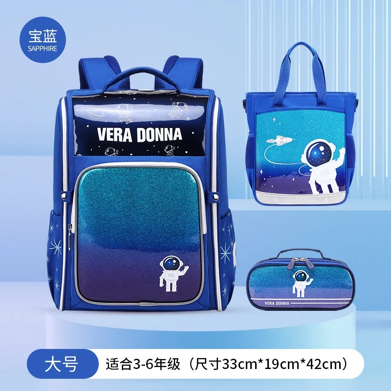 High-capacity Girls Unicorn Boys Astronaut Backpacks New Children Cute Cartoon Shoulder Bags Students Space Series Pen Bag Hot