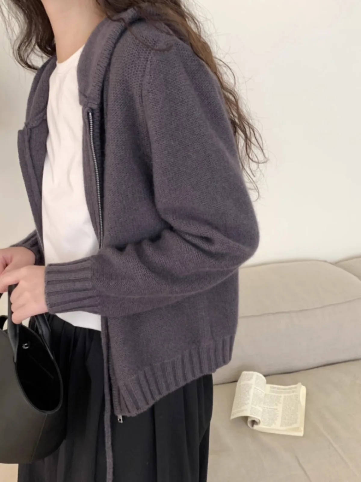 Женский кашемировый кардиган на молнии